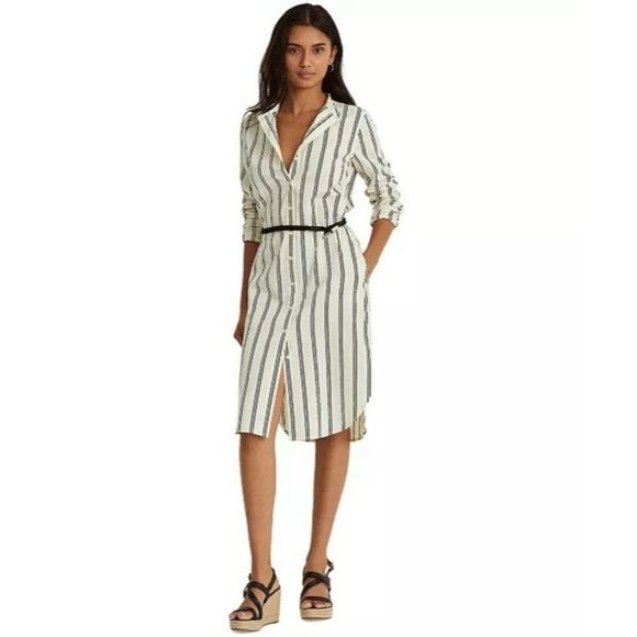 Lauren Ralph Lauren Dresses & Skirts - Lauren Ralph Lauren Striped Cotton Dobby Shirtdress  (MISSING THE BELT) Size 4